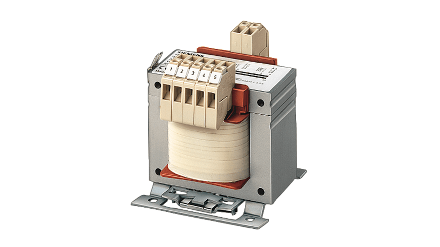 Transformateur d'isolement Siemens 40VA, primaire 400V c.a., secondaire 24V c.a., 1.67A, série 4AM2642