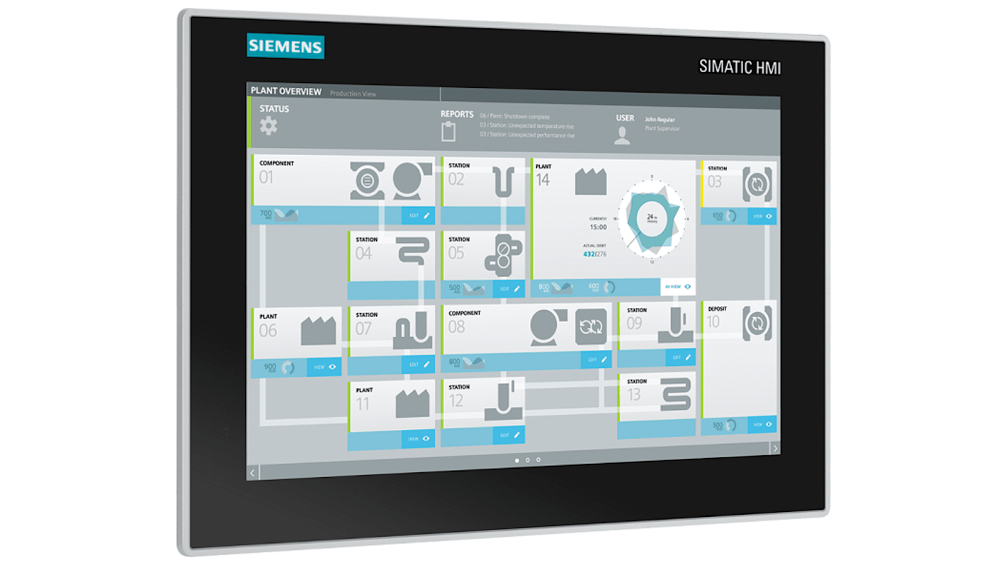 Siemens SIMATIC Series Touch-Screen HMI Display - 12 in, LED Display, 1280 x 800pixels