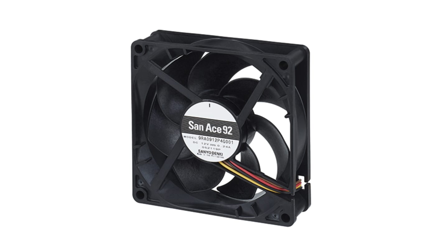 Sanyo Denki Axial Fan, 24 V dc, DC Operation, 3.12W, 130mA Max, 92 x 92 x 25mm