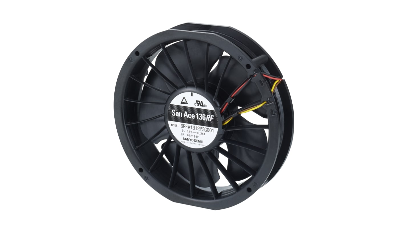 Ventilador Axial Sanyo Denki de 136 x 28mm, 12 V dc, 3W