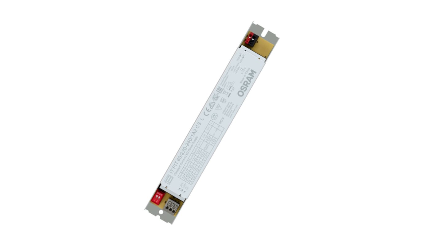 Driver LED corriente constante Osram, IN: 220-240 V, OUT: 23-54V, 900 / 1050 / 1100 / 1200mA, 64.8W, no regulable