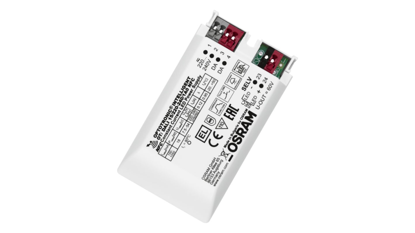 Osram LED Driver, 7.5-54V Output, 18W Output, 350mA Output, Constant Current Dimmable