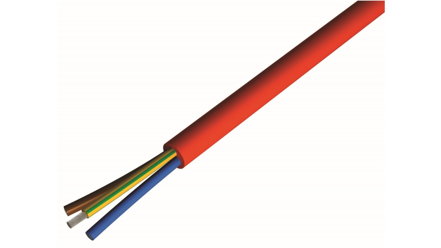 CAE Groupe SIHF Elektrokabel, 3-adrig Typ SIHF Ziegelrot x 1,5 mm² /Ø 7.9mm 10 A, 100m, 300 V, 500 V, Silikon