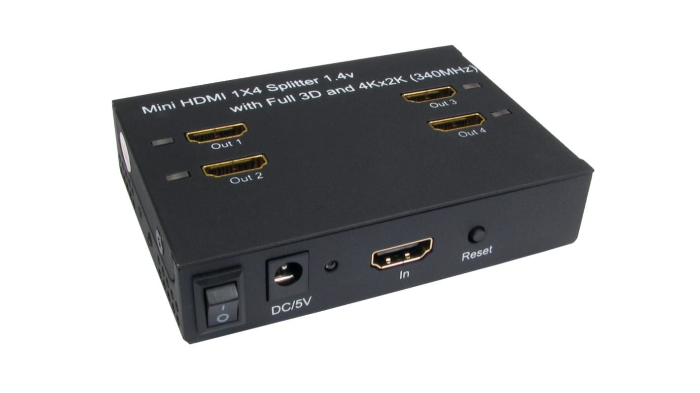 RS PRO 4 Port 1 Input 4 Output HDMI Splitter 4K | RS