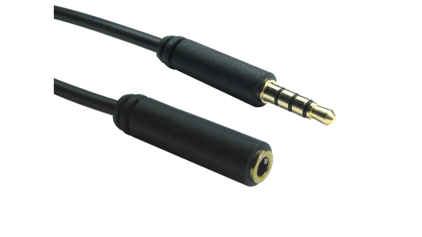 RS PRO Male 3.5mm Stereo Jack to Female 3.5mm Stereo Jack Aux Cable, 2m