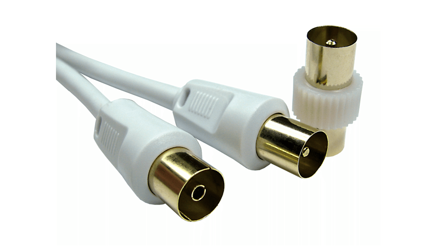 RS PRO Male TV Aerial Connector to Female TV Aerial Connector Coaxial Cable, 3C2V Coaxial, Terminated