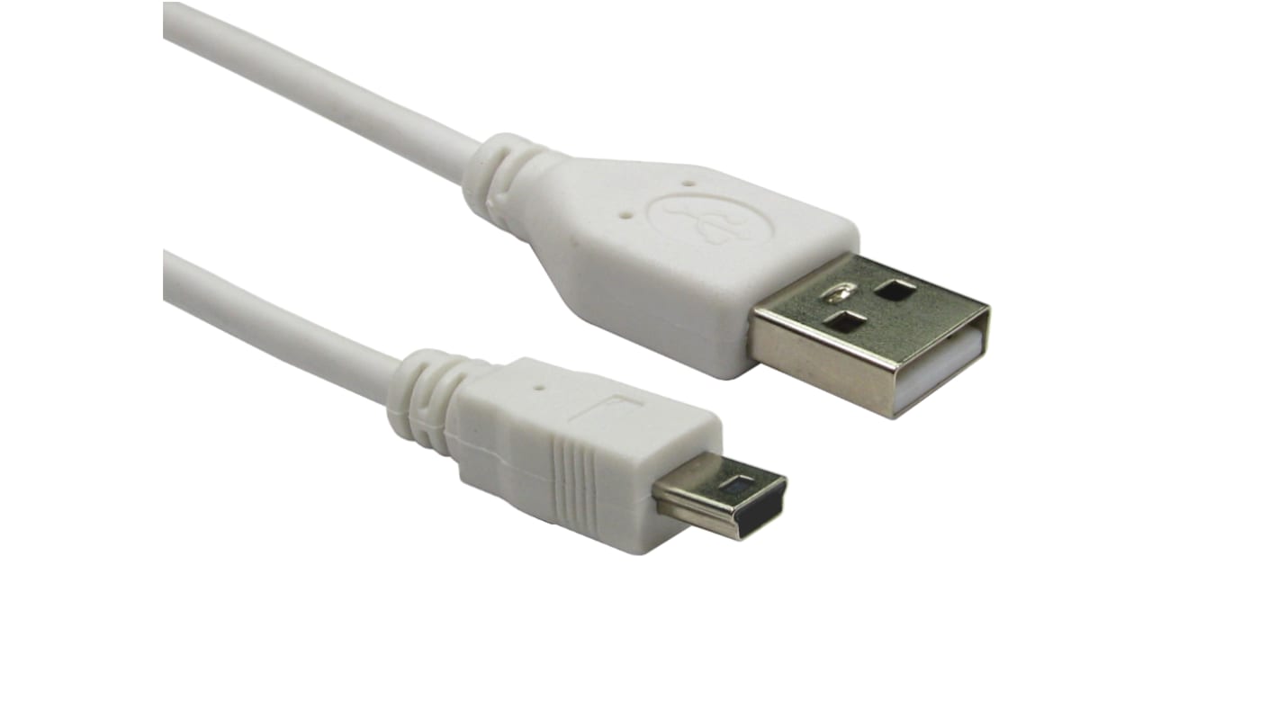 RS PRO USB 2.0 Cable, Male USB A to Male Mini USB B  Cable, 0.5m