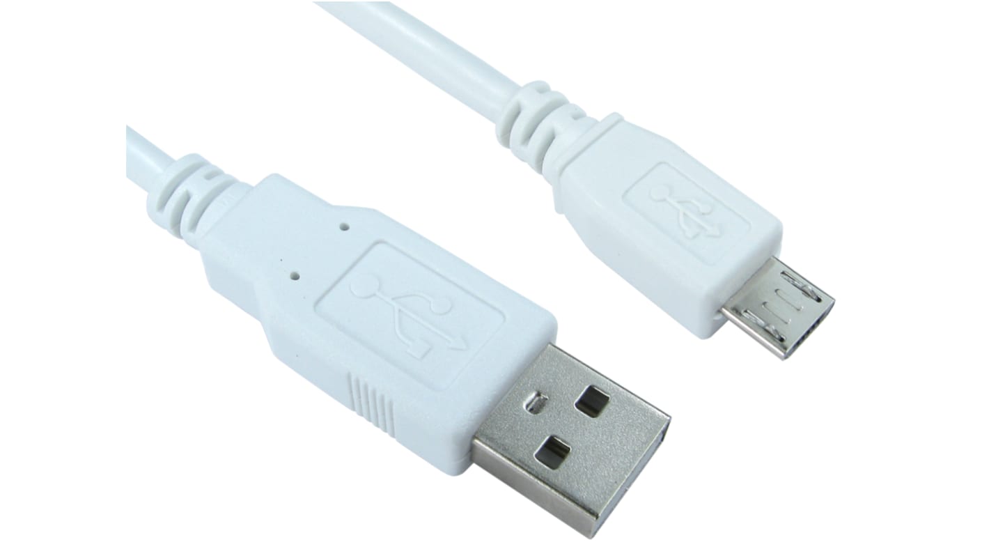 Cable USB 2.0 RS PRO, con A. USB A Macho, con B. Micro USB B Macho, long. 0.5m