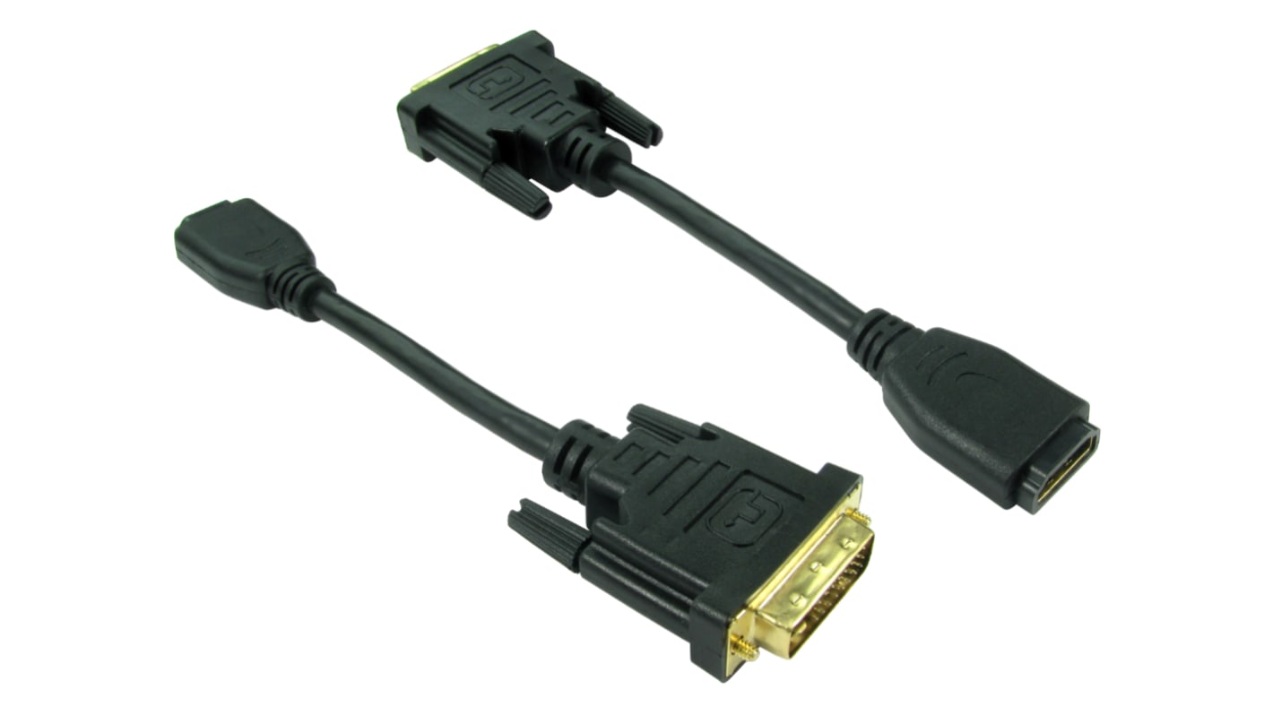 RS PRO, Male DVI-D Dual Link to Female HDMI  Cable, 150mm