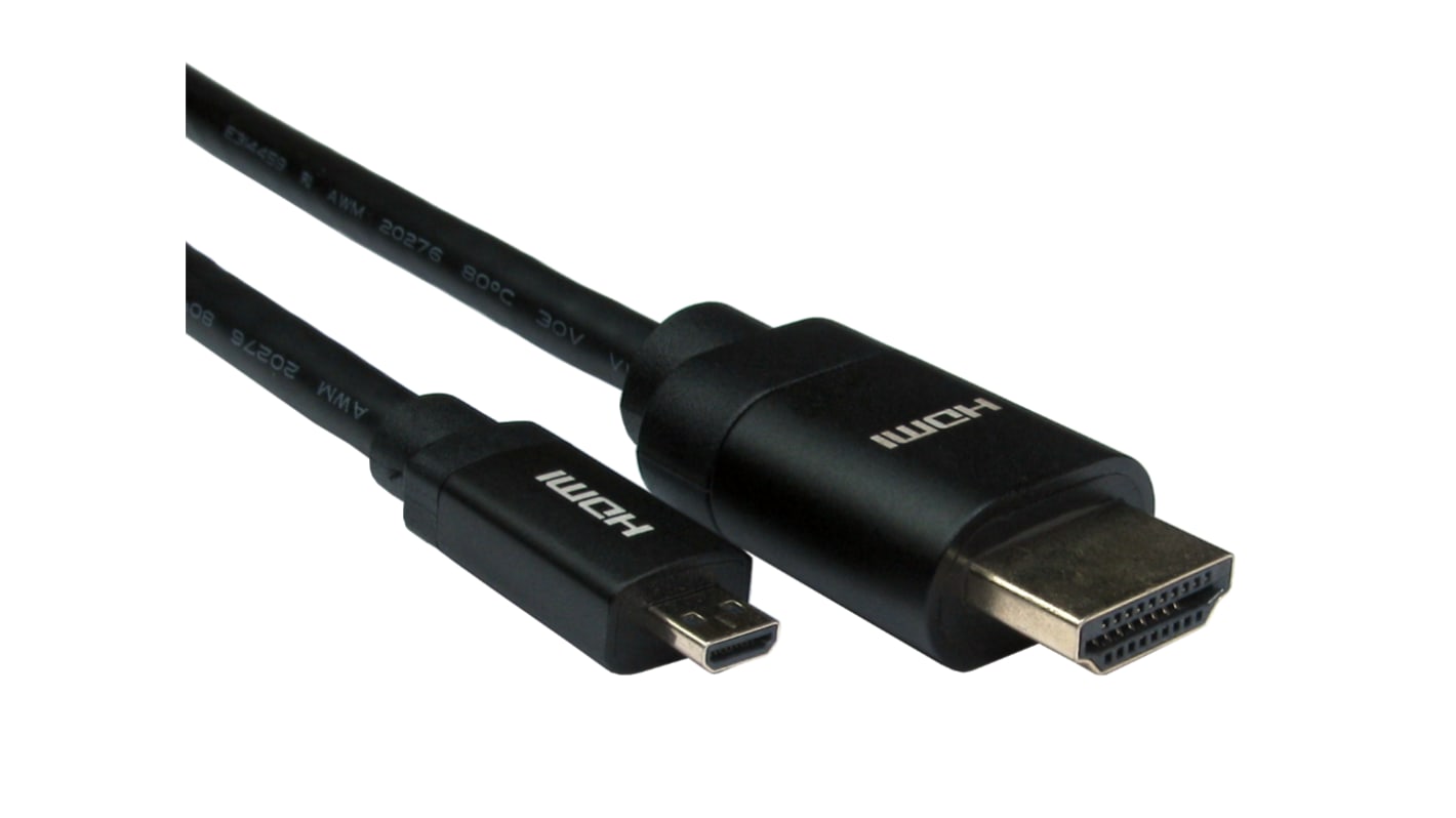 Cable HDMI RS PRO, con. A: HDMI Macho, con. B: Micro HDMI Macho, long. 2m