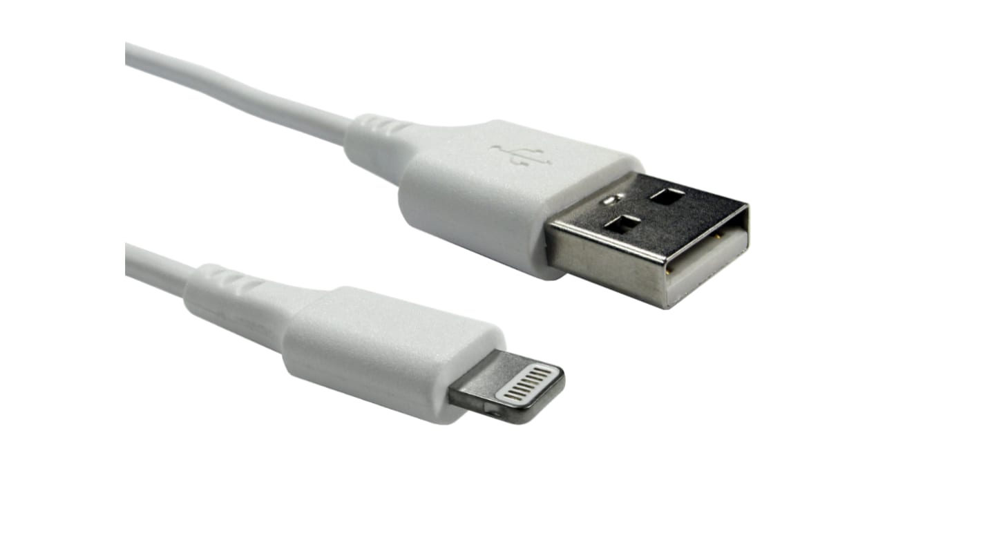 Cable USB 2.0 RS PRO, con A. USB A Macho, con B. Lightning Macho, long. 3m