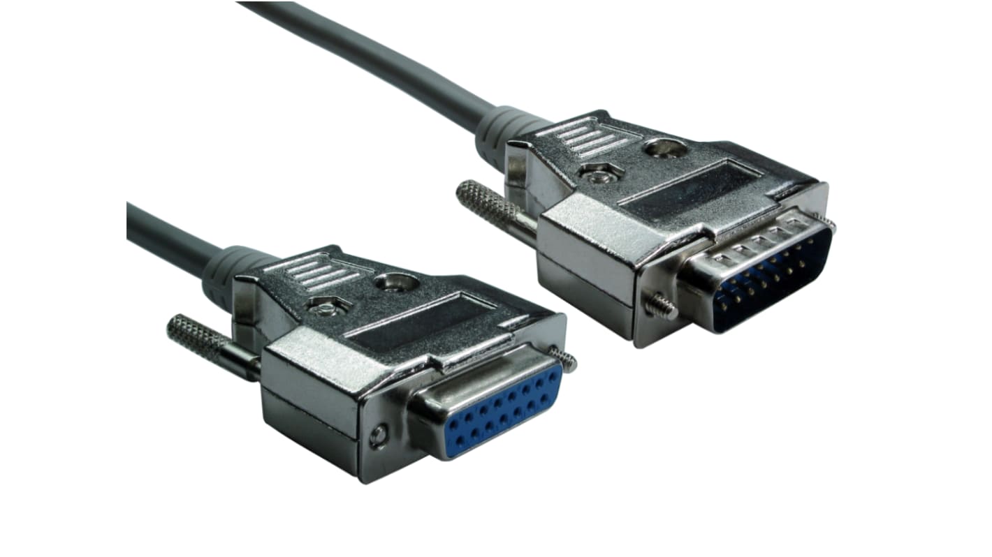 Cable serie RS PRO, long. 1m, con. A: D-Sub 15 Pines Macho, con. B: D-Sub 15 Pines Hembra