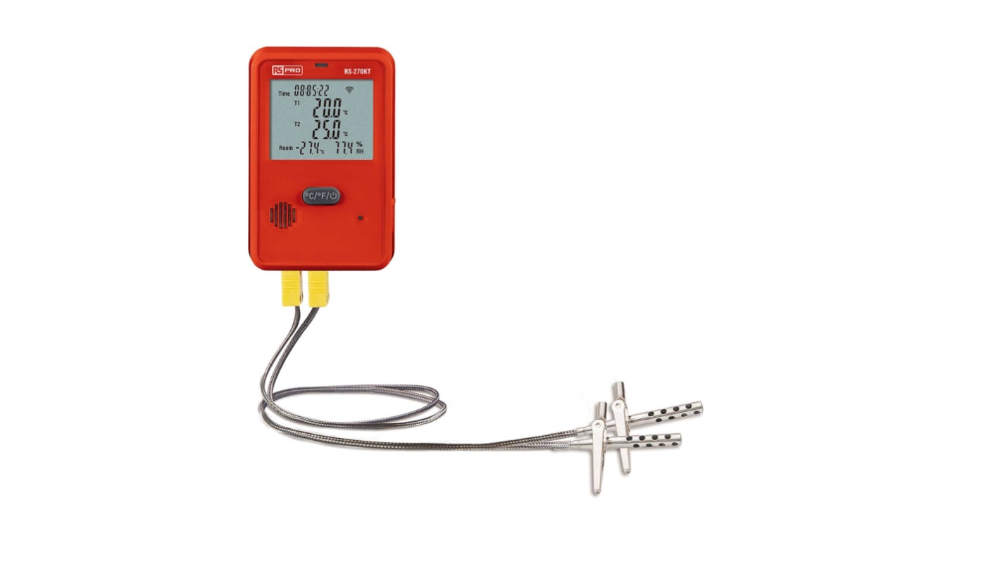 RS PRO DT-270KT Recording Digital Thermometer for Food Industry, Medical, Multipurpose Use, K Probe, +70°C Max