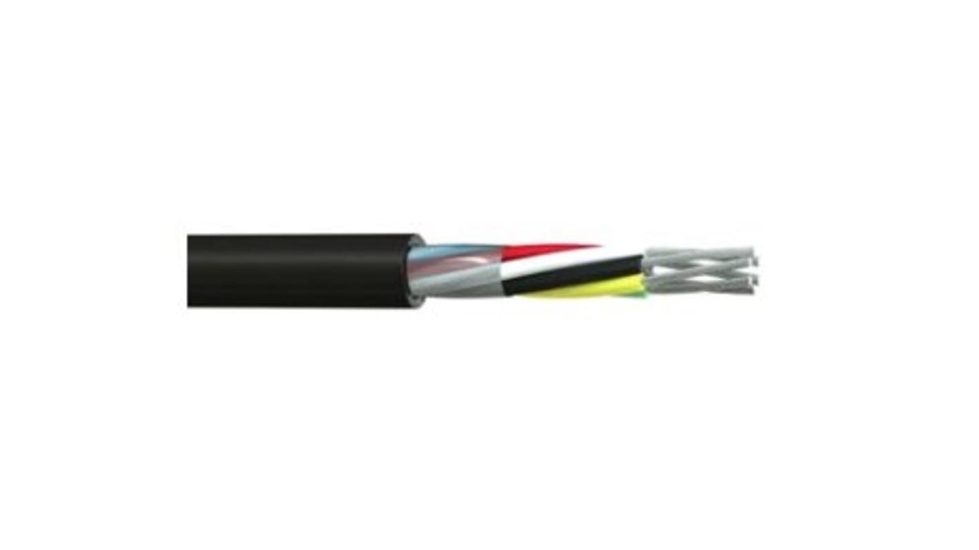 RS PRO Multicore Industrial Cable, 12 Cores, 0.5 mm², DEF STAN, Unscreened, 100m, Black PVC Sheath