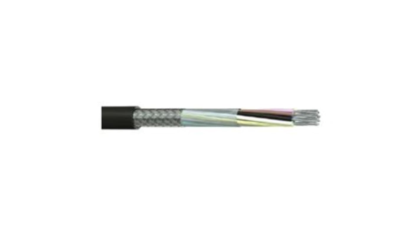 RS PRO Multicore Industrial Cable, 4 Cores, 0.5 mm², DEF STAN, Screened, 500m, Black PVC Sheath