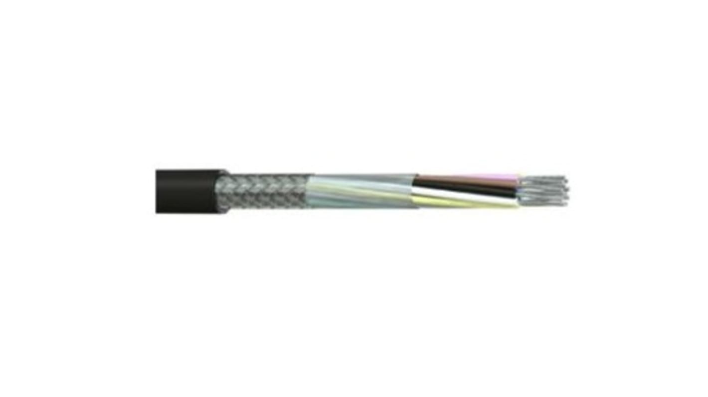 RS PRO Multicore Industrial Cable, 4 Cores, 0.22 mm², DEF STAN, Screened, 500m, Black PVC Sheath