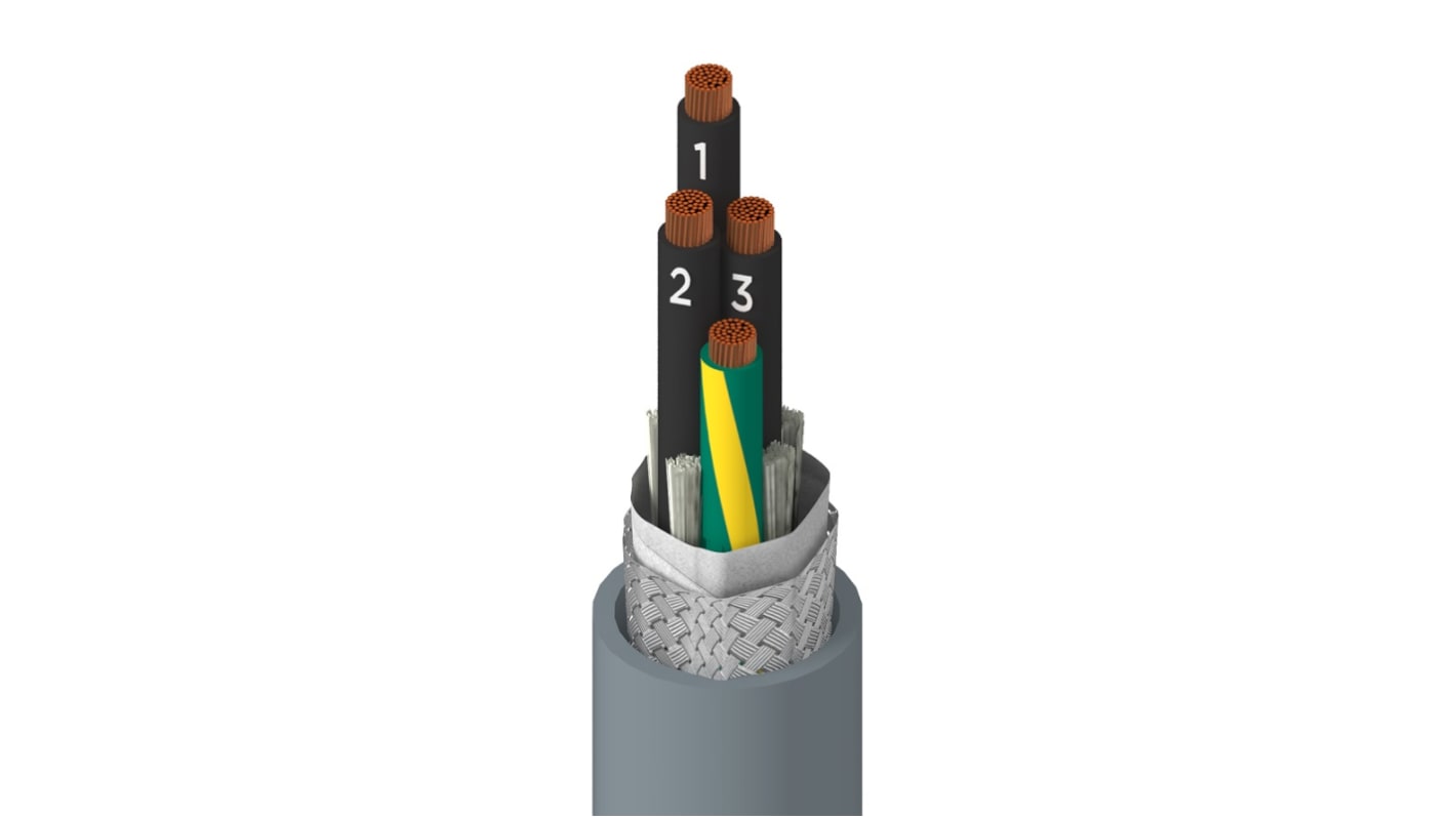 Alpha Wire Xtra-Guard FLEX Performance Cable Steuerleitung, 4-adrig Grau, 30.5m, Kupfergeflecht verzinnt