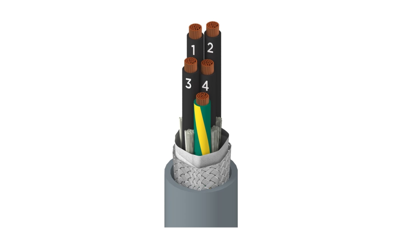 Cable multiconductor apantallado Alpha Wire Xtra-Guard FLEX Performance Cable de 5 núcleos, long. 305m