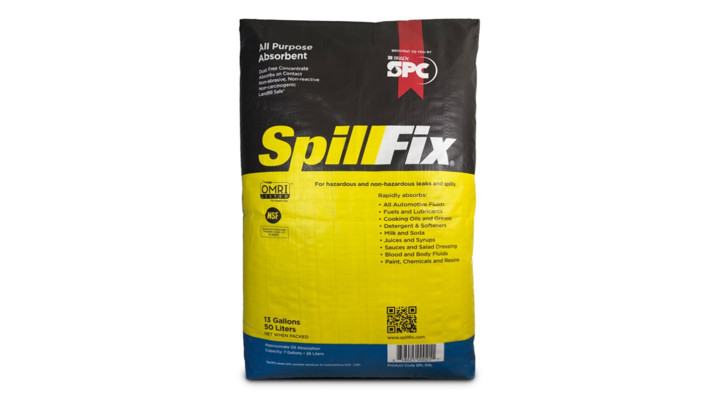 Brady Granules Spill Absorbent for Industrial Maintenance Use, 26 L Capacity