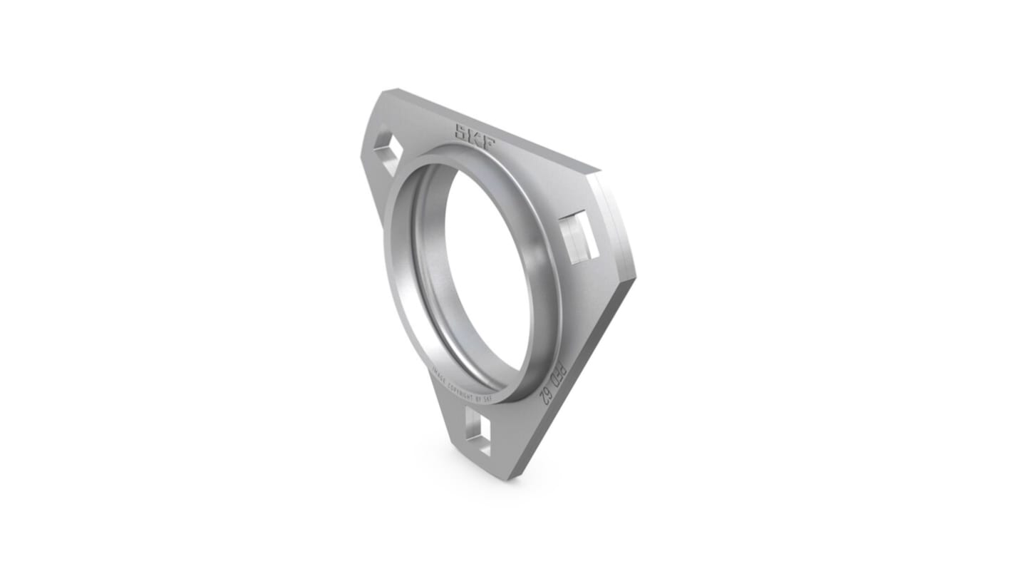 Cuscinetto flangiato SKF, 3 fori di montaggio, Ø int 62mm, dimensioni 112mm x 9.5mm x 19mm, in Acciaio pressato