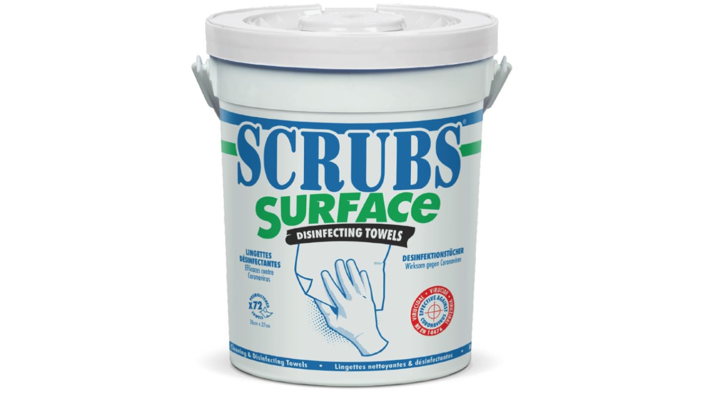 Lingettes désinfectantes SCRUBS® SURFACE pour Nettoyage général, 72 par seau