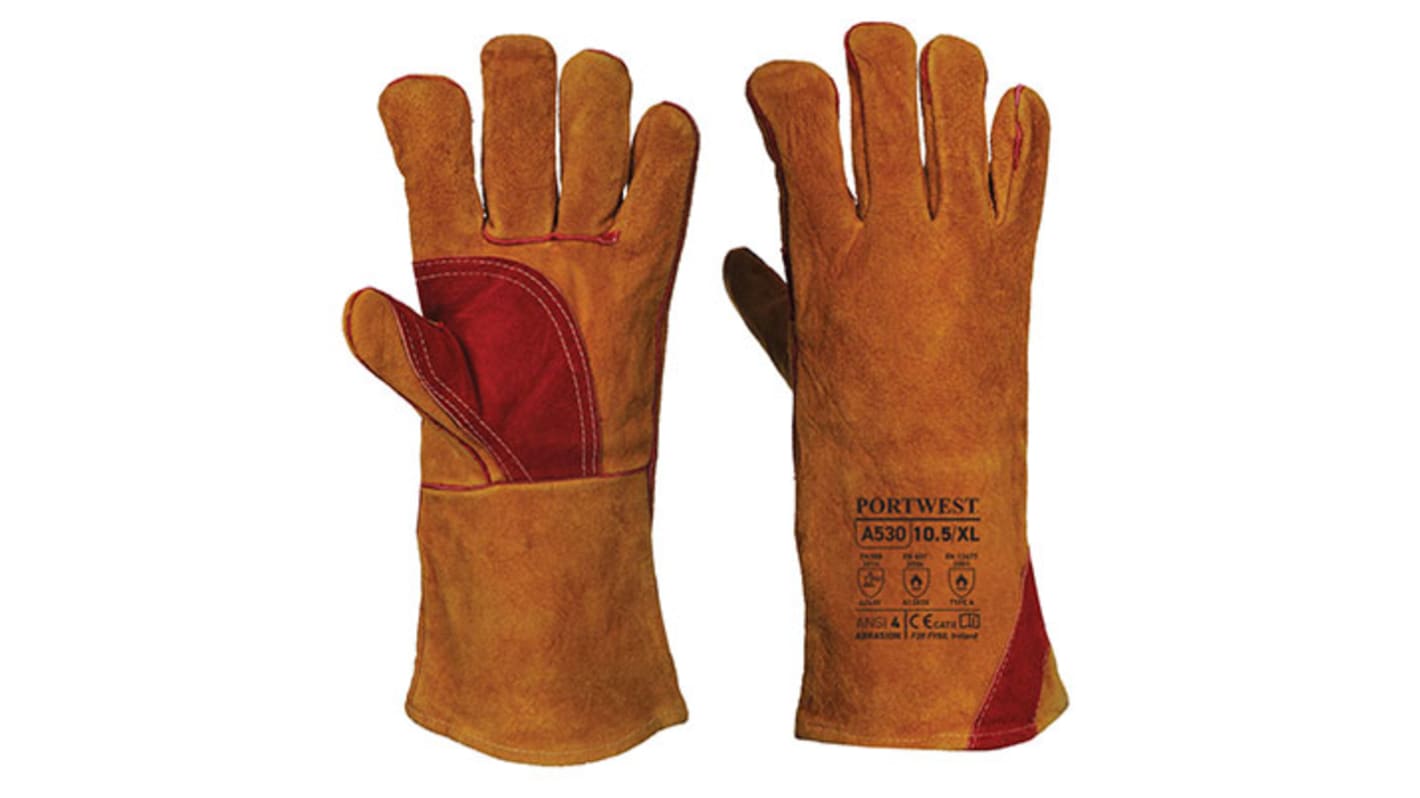 A530BRRXXXL Portwest Brown Leather Welding Gloves, Size 12 RS