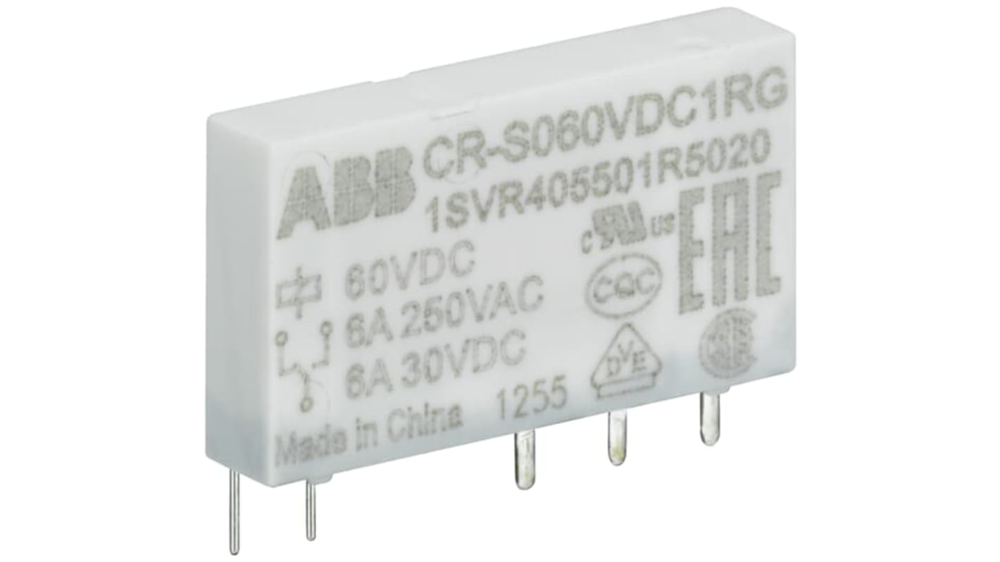 ABB CR Series Interface Relay, DIN Rail Mount, 12V dc Coil, SPDT, 6A Load