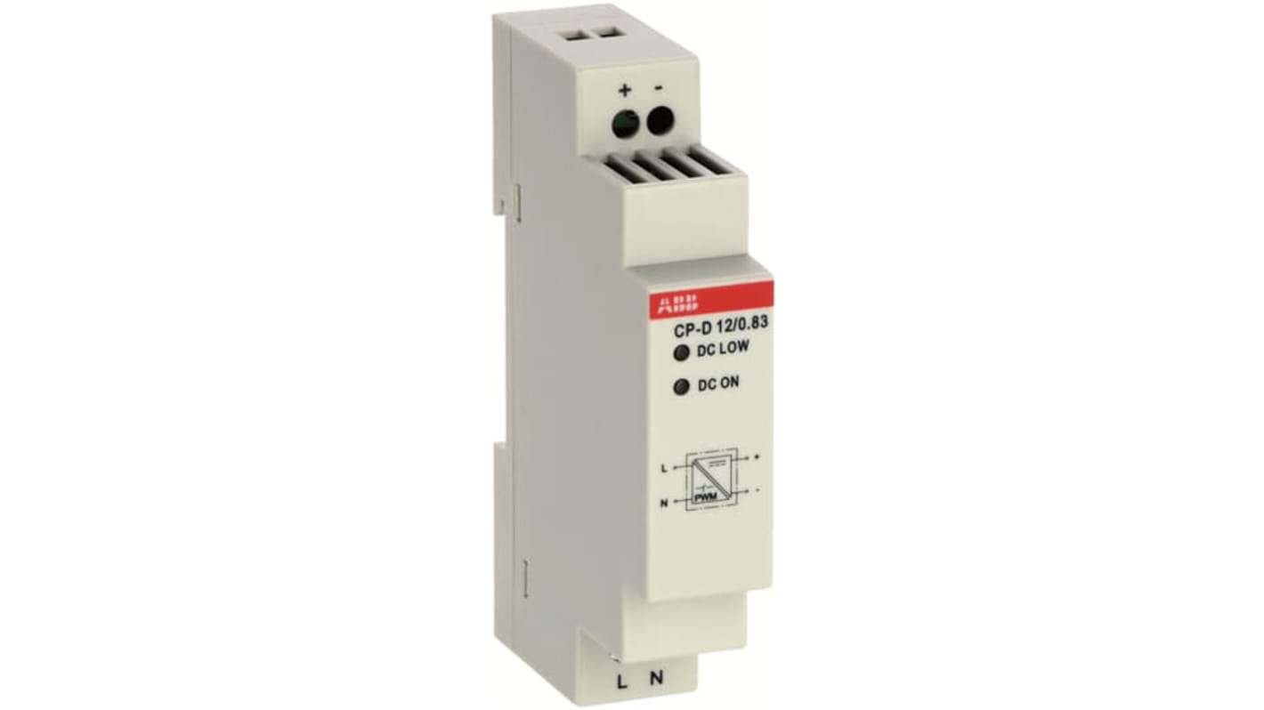 ABB CP Getaktet DIN-Schienen Netzteil, 100V ac, 12V dc / 830mA