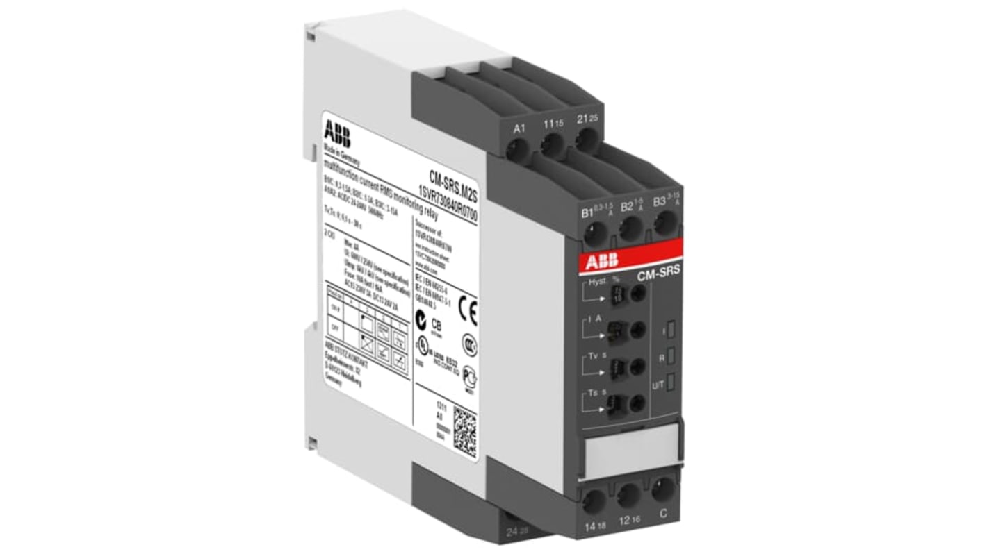 1SVR730840R0600 CMSRS.M1S ABB Current Monitoring Relay, 1 Phase, 2CO