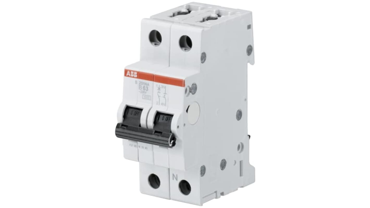 ABB System Pro M Compact S200 MCB, 1P+N, 63A Curve B