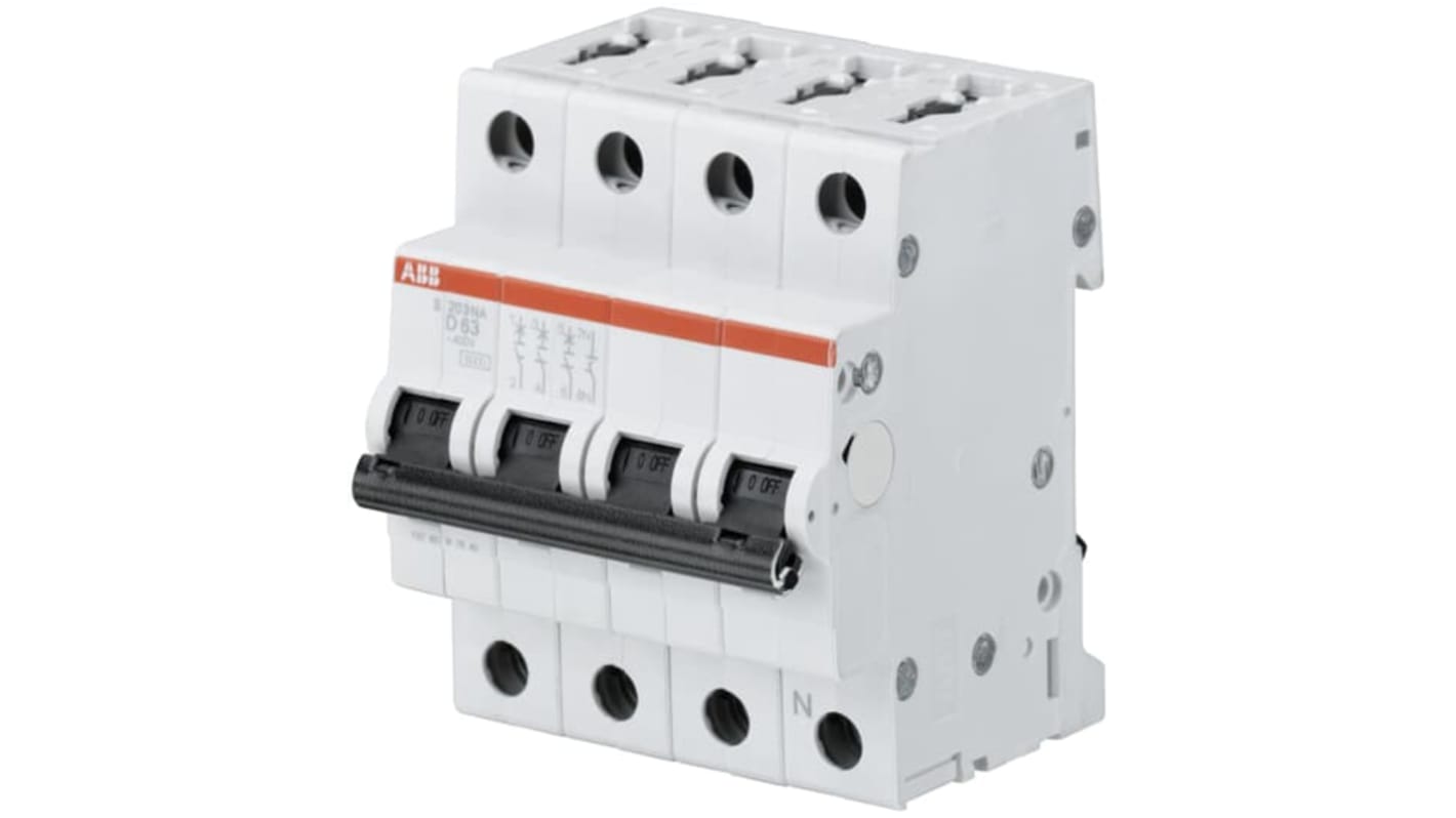 ABB S200 Leitungsschutzschalter Typ D, Pol 3P+N 2A System Pro M Compact DIN-Schienen-Montage