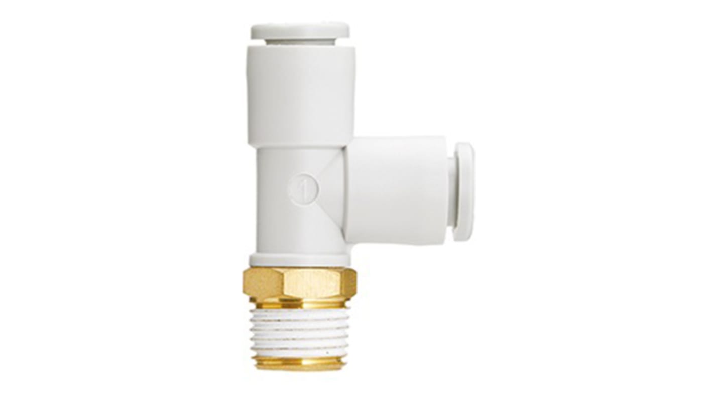 SMC KQ2 Series Tee Threaded Adaptor, Push In 3.2 mm to Push In 3.2 mm