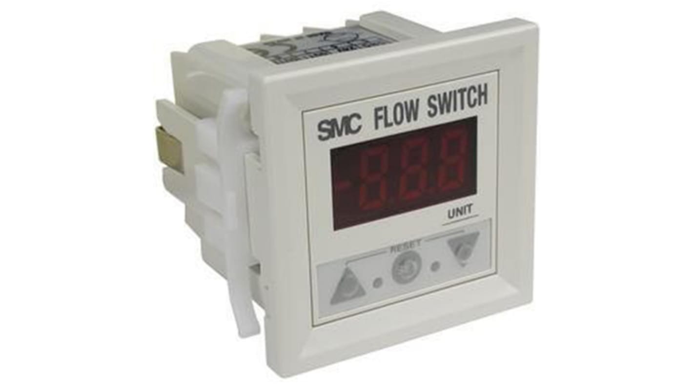 SMC PF2W3 Durchflussschalter 12 → 24 V DC 0,35 l/min → 110 l/min Typ Fernanzeige