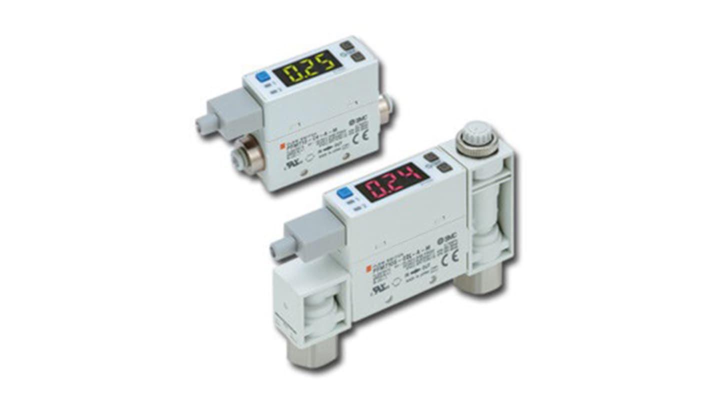 SMC PFM7 Series Integrated Display Flow Switch for Dry Air, Gas, 2 l/min Min, 100 L/min Max