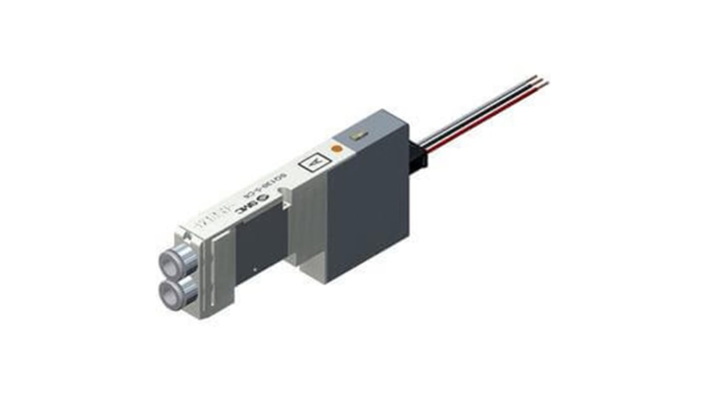 Electroválvula neumática SMC, Serie SQ1000, Rosca Racor instantáneo de 6 mm, Solenoide, Colector de Carril DIN