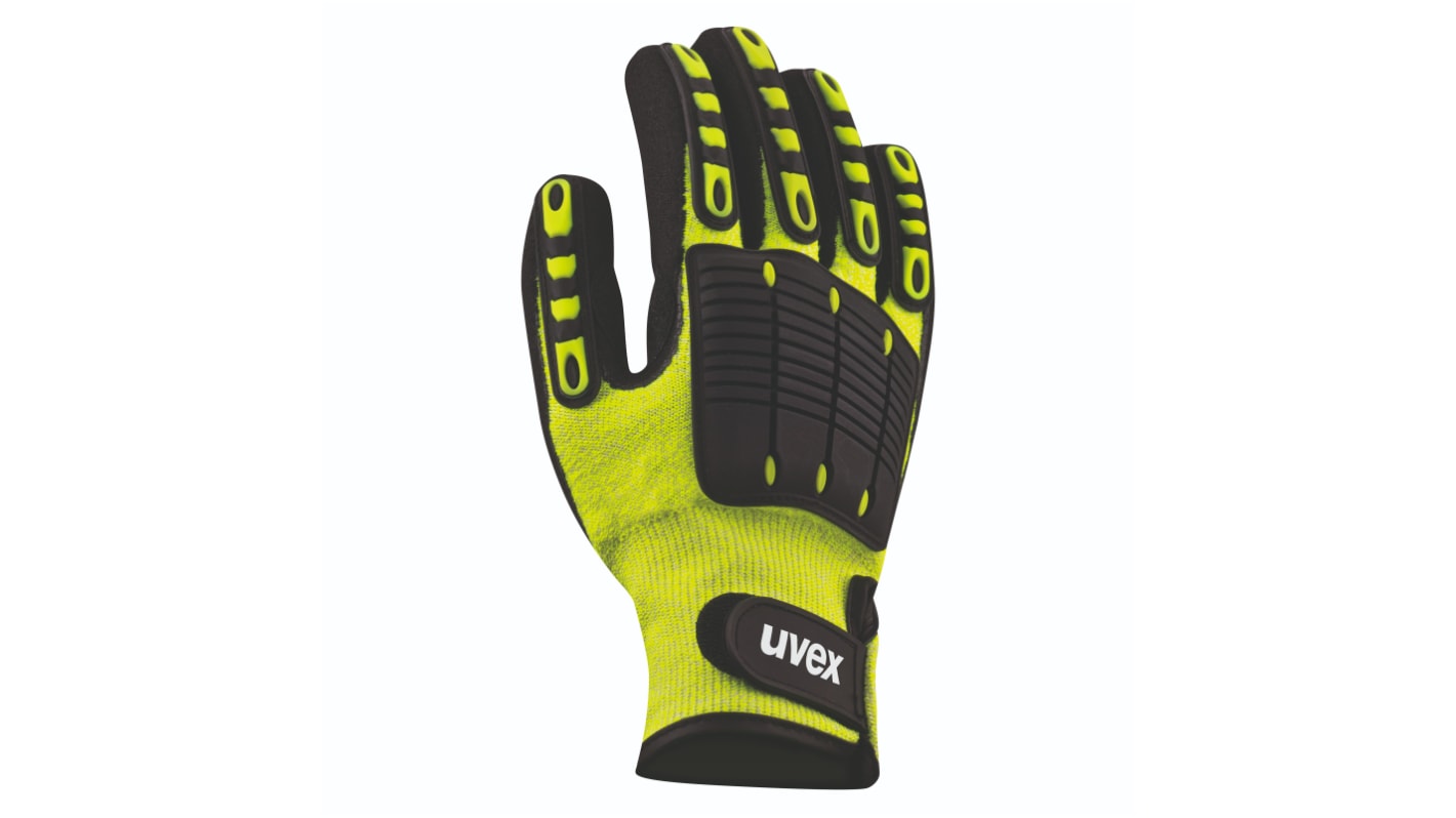 Uvex Yellow Glass Fibre, HPPE Cut Resistant Gloves, Size 8, Medium, NBR, Polyurethane Coating