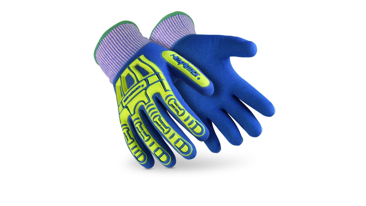 Guantes de Fibra de vidrio, polietileno Azul Uvex, talla 6, con recubrimiento de Nitrilo