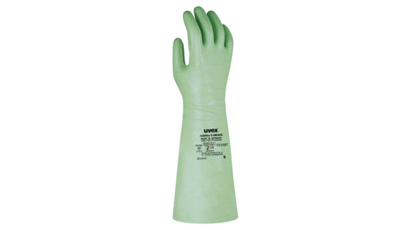 Uvex Uvex Rubiflex Green Cotton Chemical Resistant Gloves, Size 10, NBR Coating