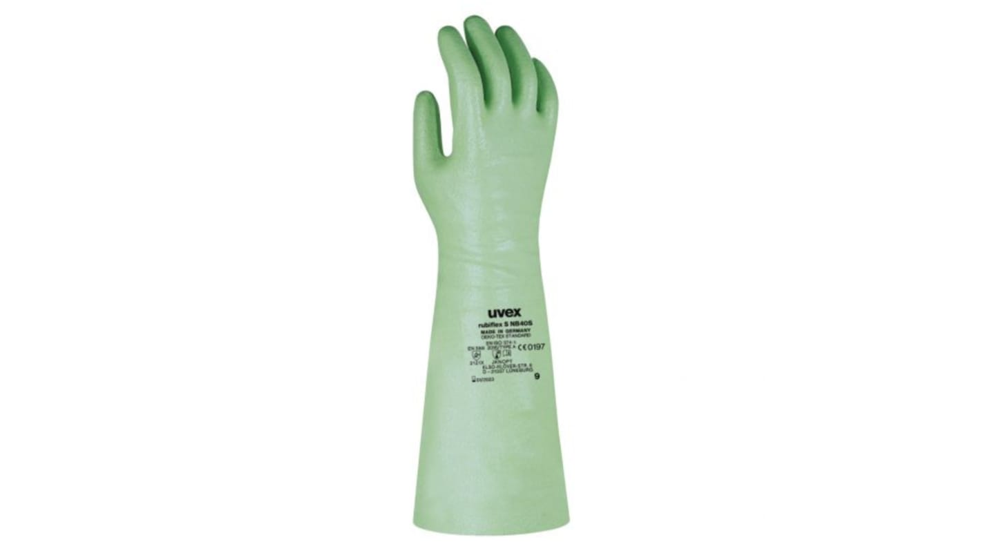 Uvex Uvex Rubiflex Green Cotton Chemical Resistant Gloves, Size 11, NBR Coating