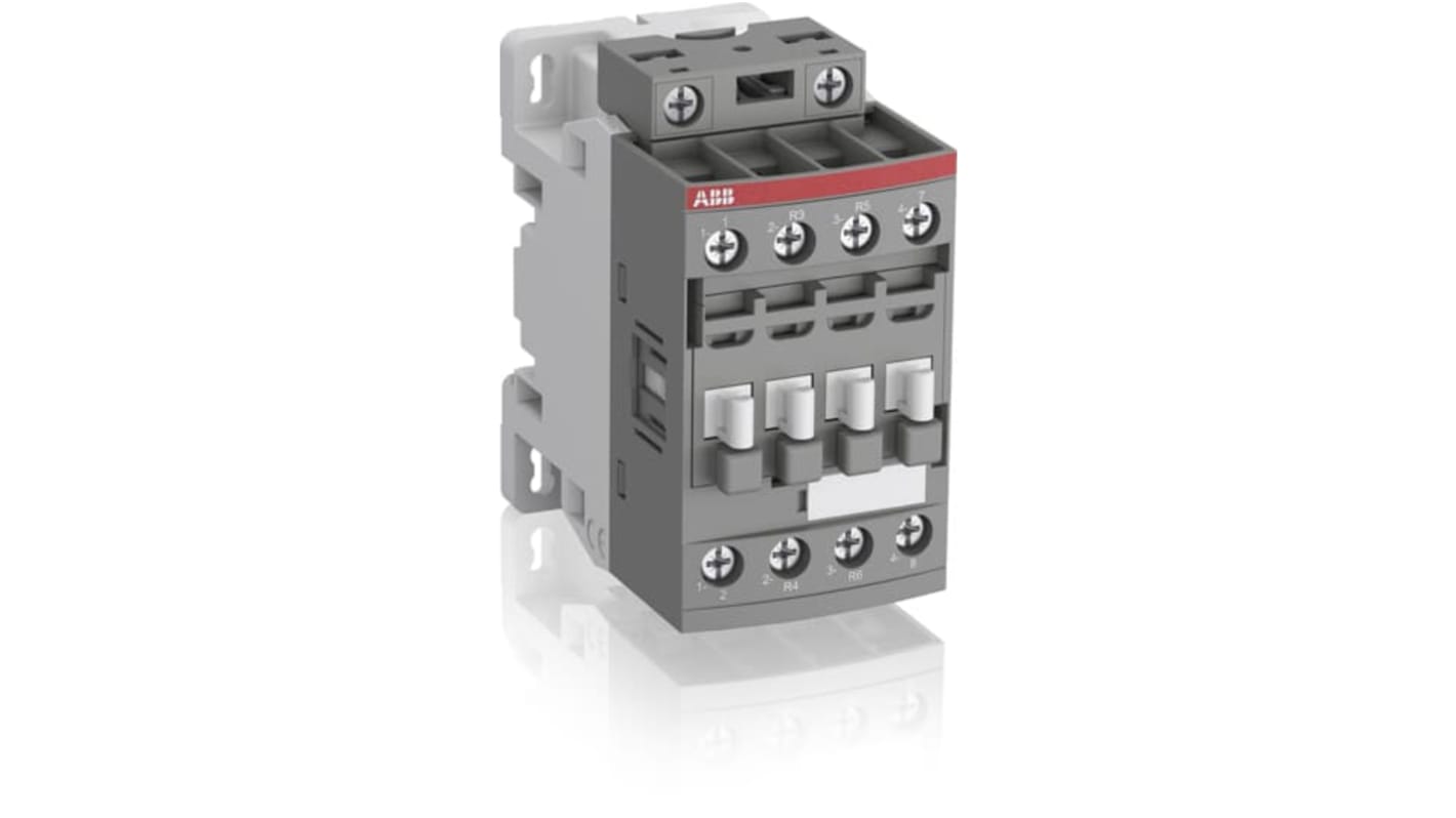 Contattore Controllo motori ABB, serie AF, 4 poli, 2 NA/2 NC, 25 A, 4 kW, bobina 12 → 20 V c.c.