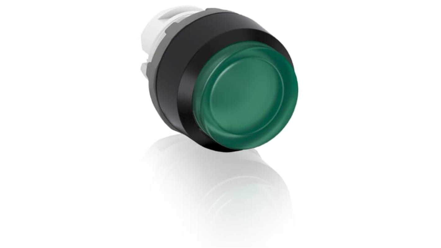 Cabezal de pulsador ABB serie MP3, Ø 22.5mm, de color Verde, Redondo, Momentáneo