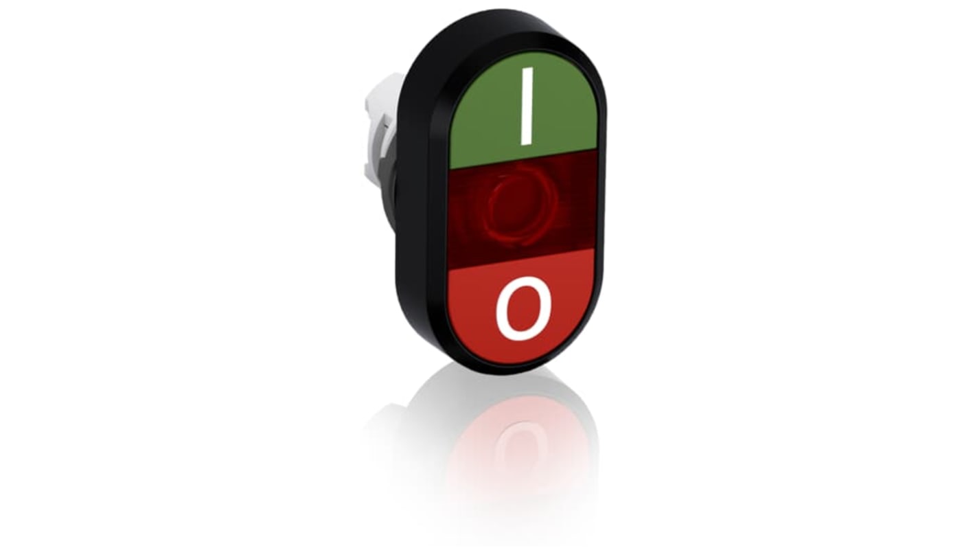 ABB MPD1 Series Green, Red Momentary Push Button Head, 22.5mm Cutout