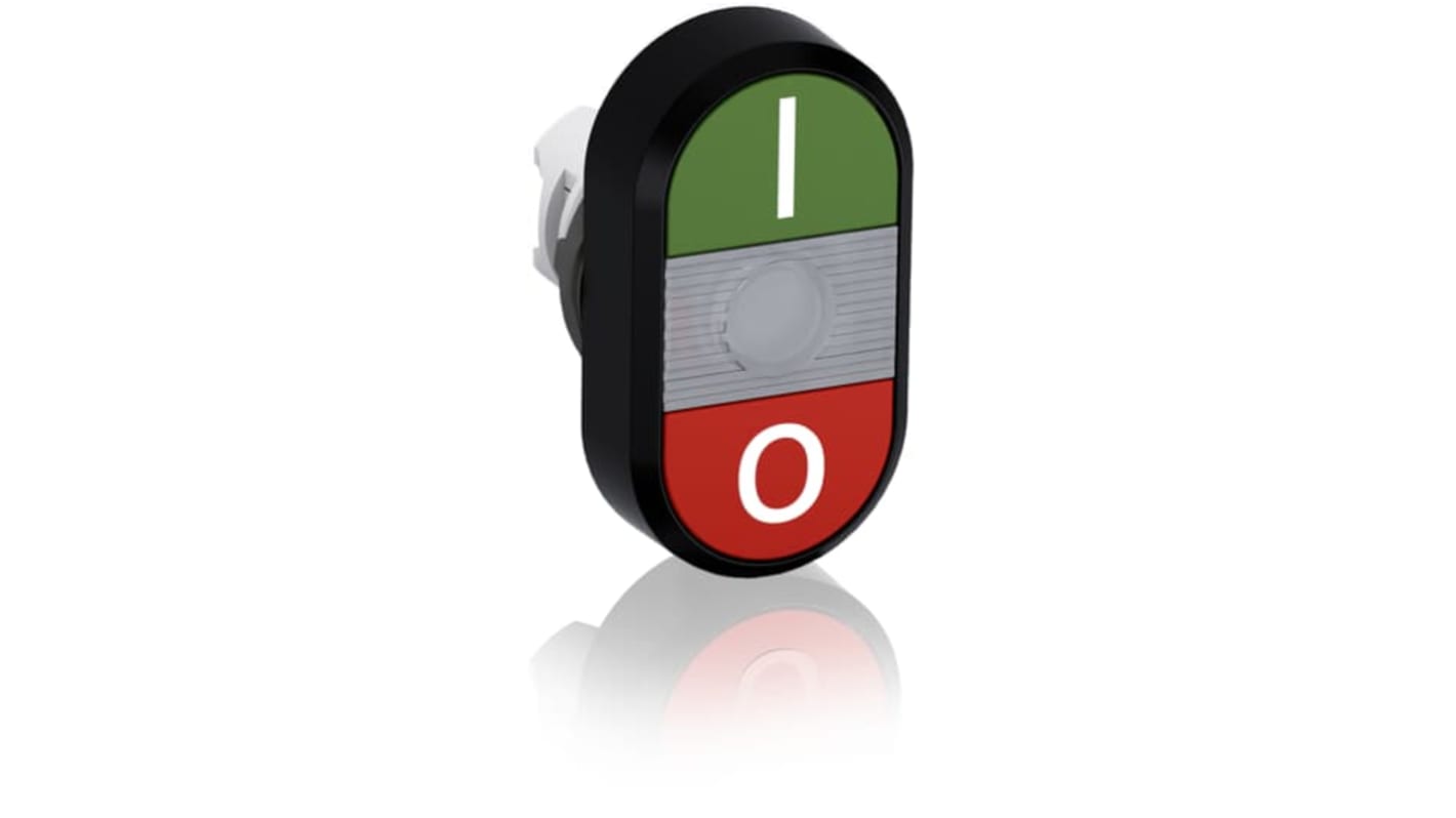 ABB MPD2 Series Green, Red Momentary Push Button Head, 22.5mm Cutout