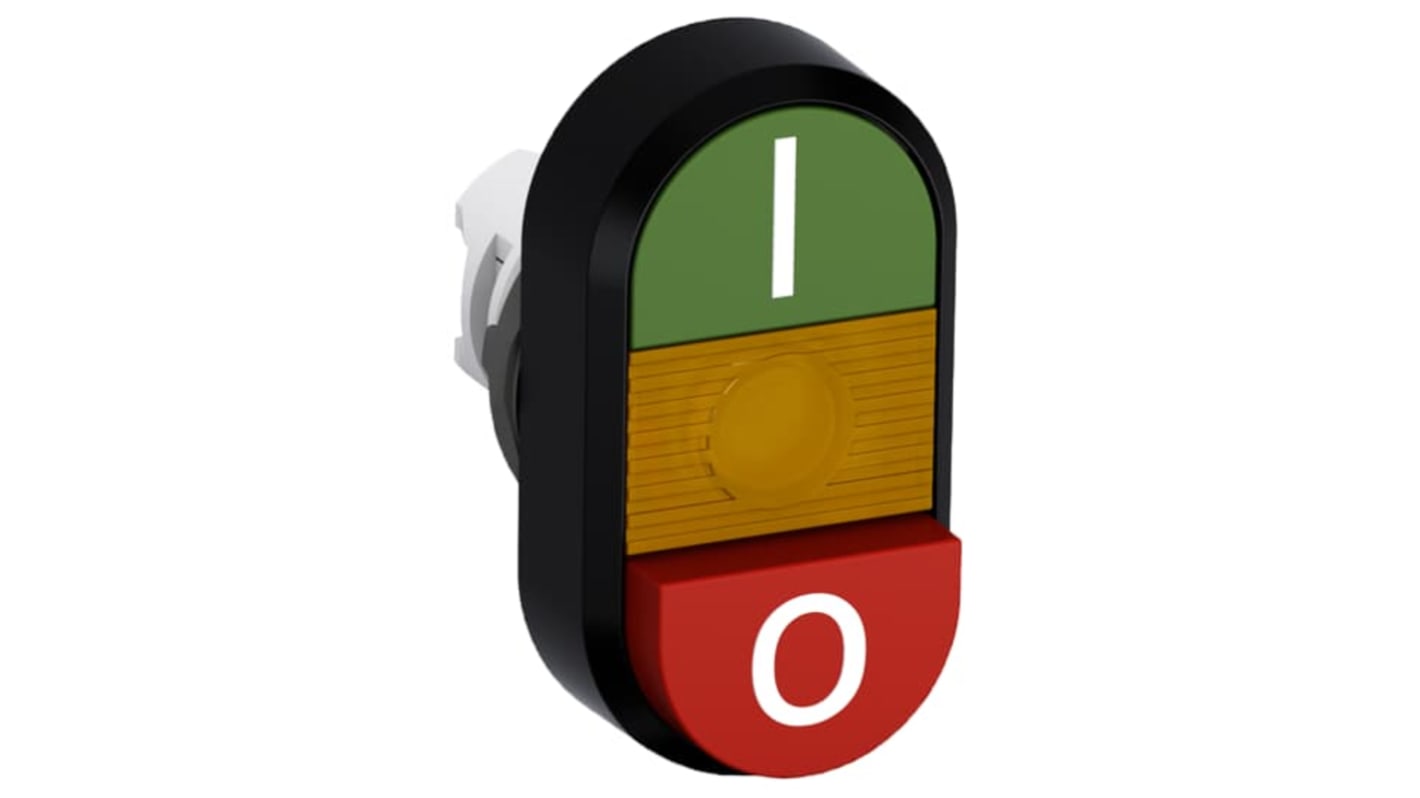 ABB MPD13 Series Green, Red Momentary Push Button Head, 22.5mm Cutout