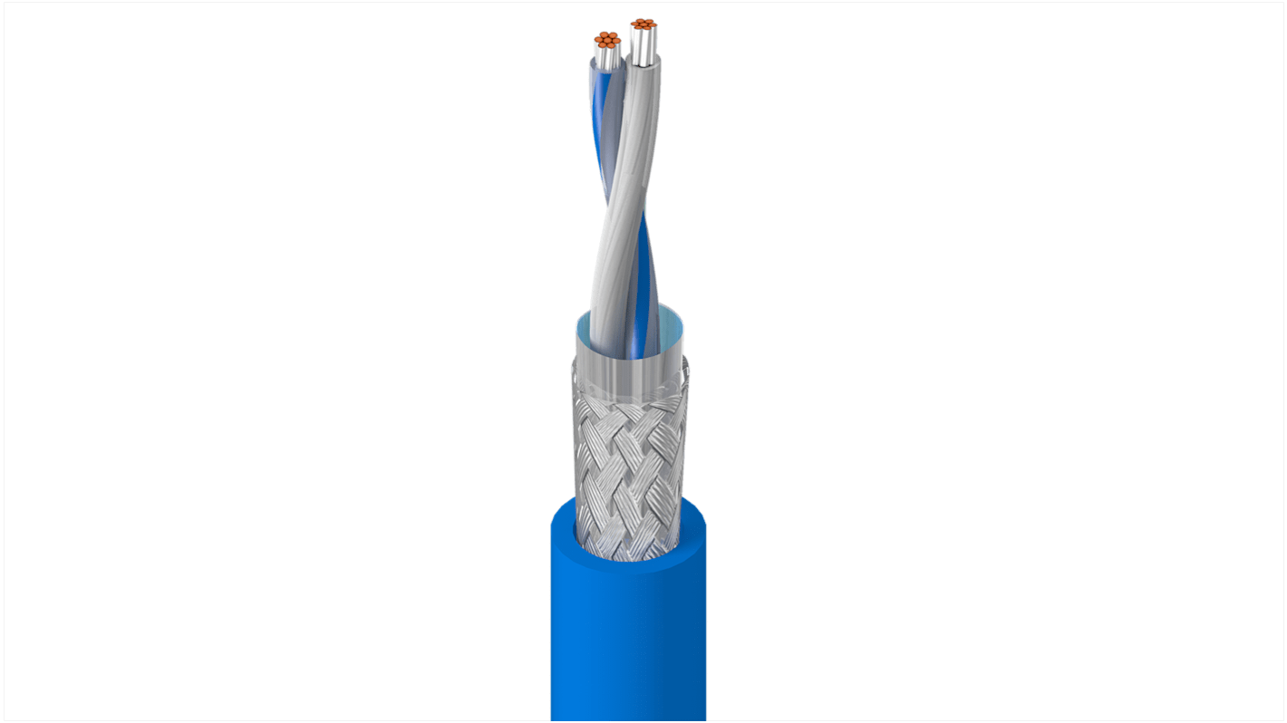 Belden Ethernet Cable, Braid, Blue/Grey, 500m