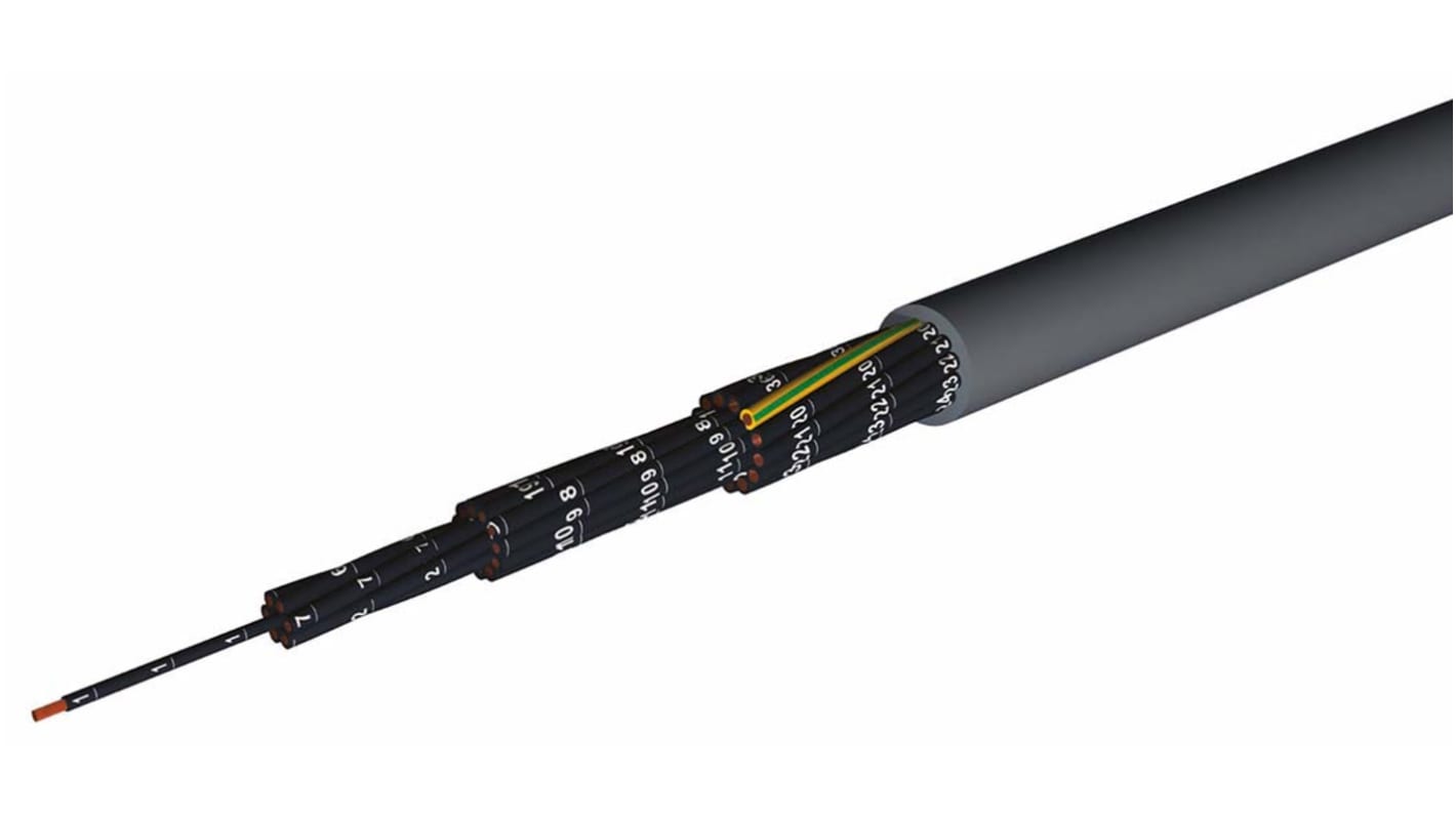Cable de control AXINDUS CAELIFLEX de 3 núcleos, 1,5 mm², Ø ext. 6.6mm, long. 100m, 18A, Pirorretardante NF C
