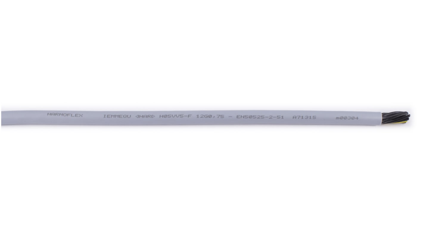 Câble de commande AXINDUS HARMOFLEX, 12 x 0,75 mm², 18AWG, gaine PVC, type TM5 Gris, , 100m