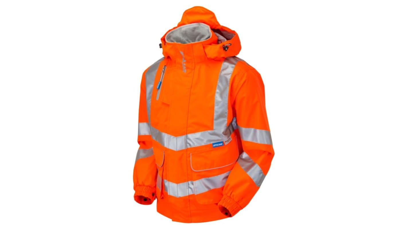 Chaqueta alta visibilidad Unisex PULSAR de color Naranja, talla XL Alta visibilidad, impermeable