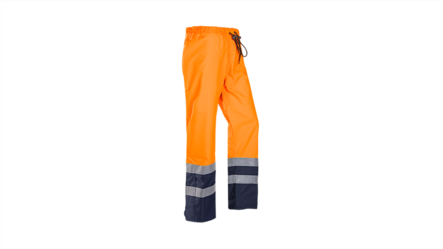 Sioen Flensburg Orange/Navy Anti-static, Flame Retardant Hi Vis Trousers, XXL Waist Size
