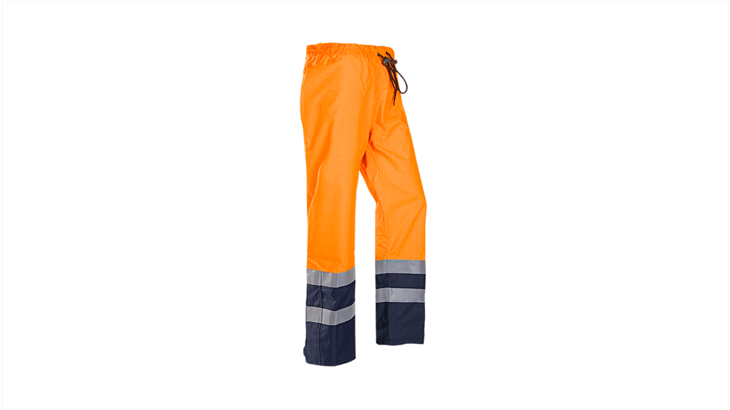 Sioen Flensburg Orange/Navy Anti-static, Flame Retardant Hi Vis Trousers, S Waist Size